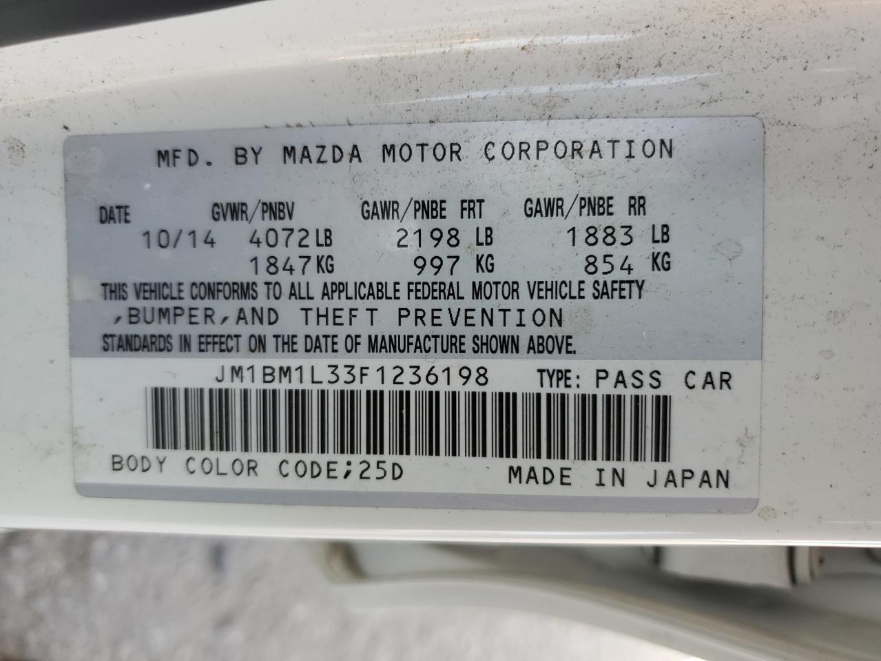 2015 Mazda 3 Touring VIN: JM1BM1L33F1236198 Lot: 91066075