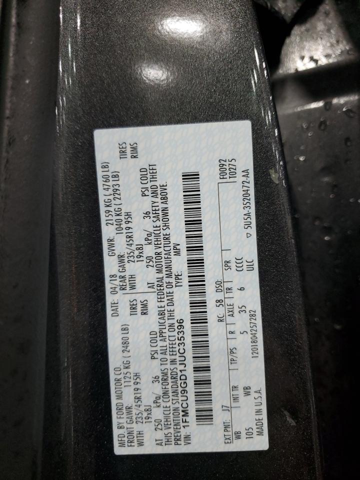 2018 Ford Escape Se VIN: 1FMCU9GD1JUC35396 Lot: 93511855