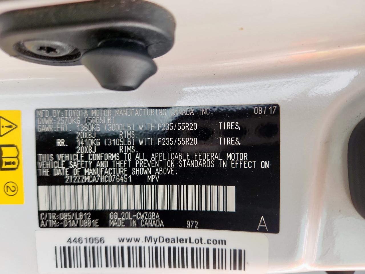 2017 Lexus Rx 350 Base VIN: 2T2ZZMCA7HC076451 Lot: 93344275