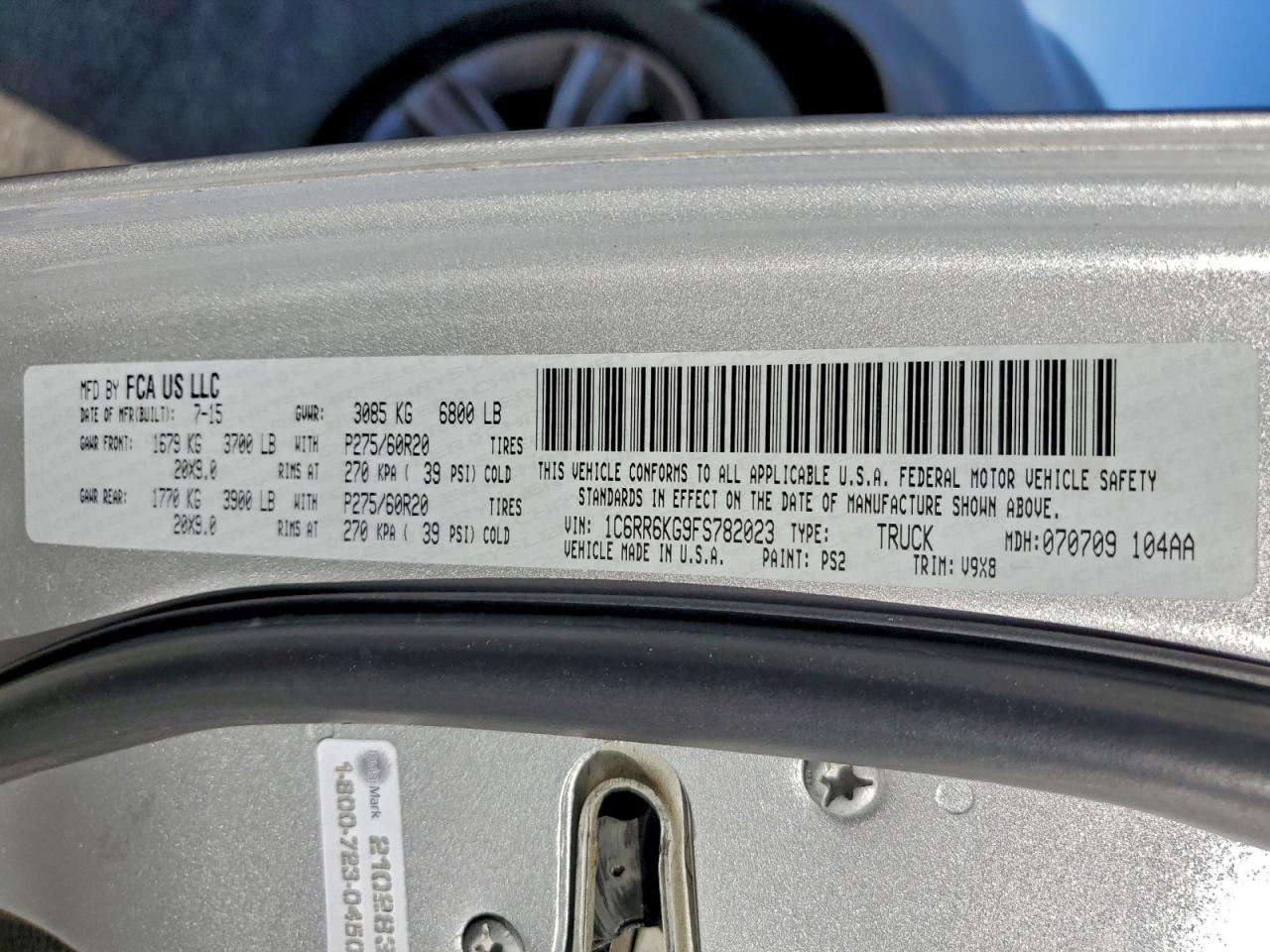 2015 Ram 1500 St VIN: 1C6RR6KG9FS782023 Lot: 94126915