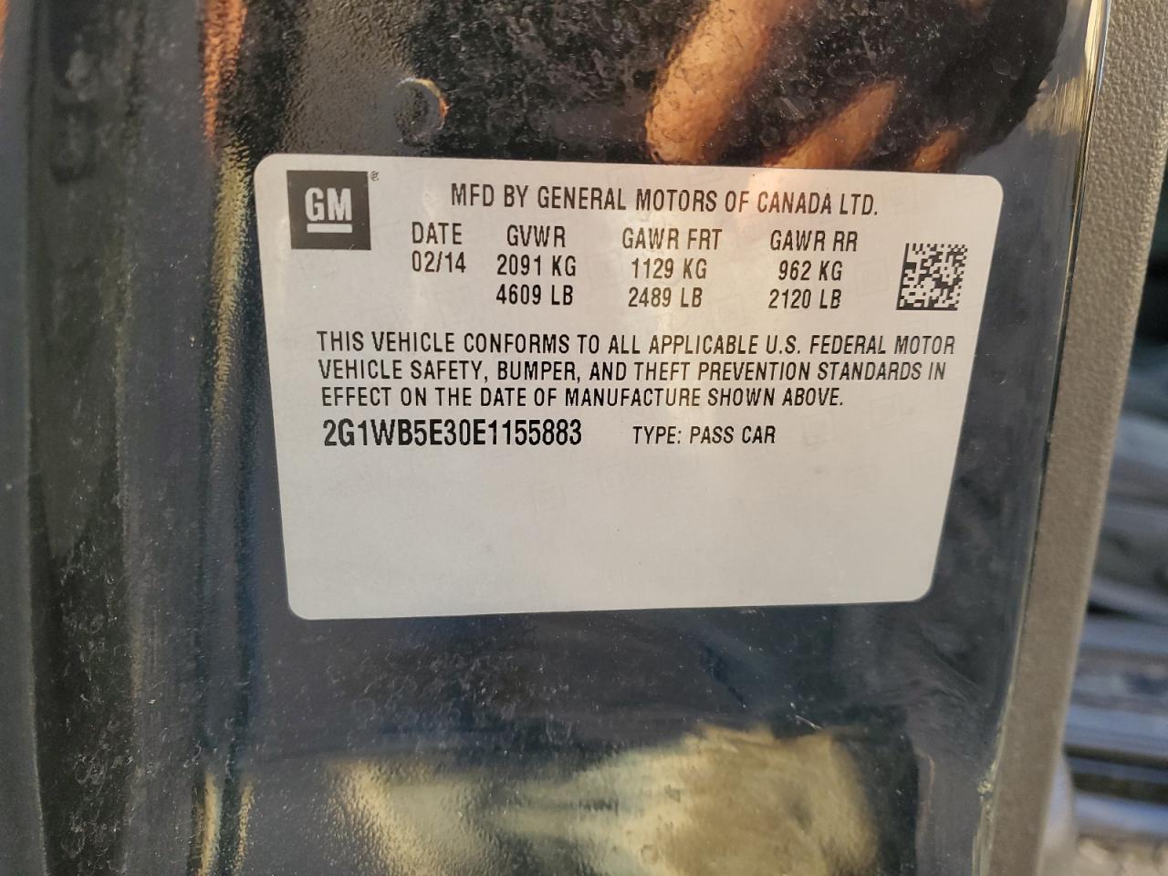 2014 Chevrolet Impala Limited Lt VIN: 2G1WB5E30E1155883 Lot: 92796445