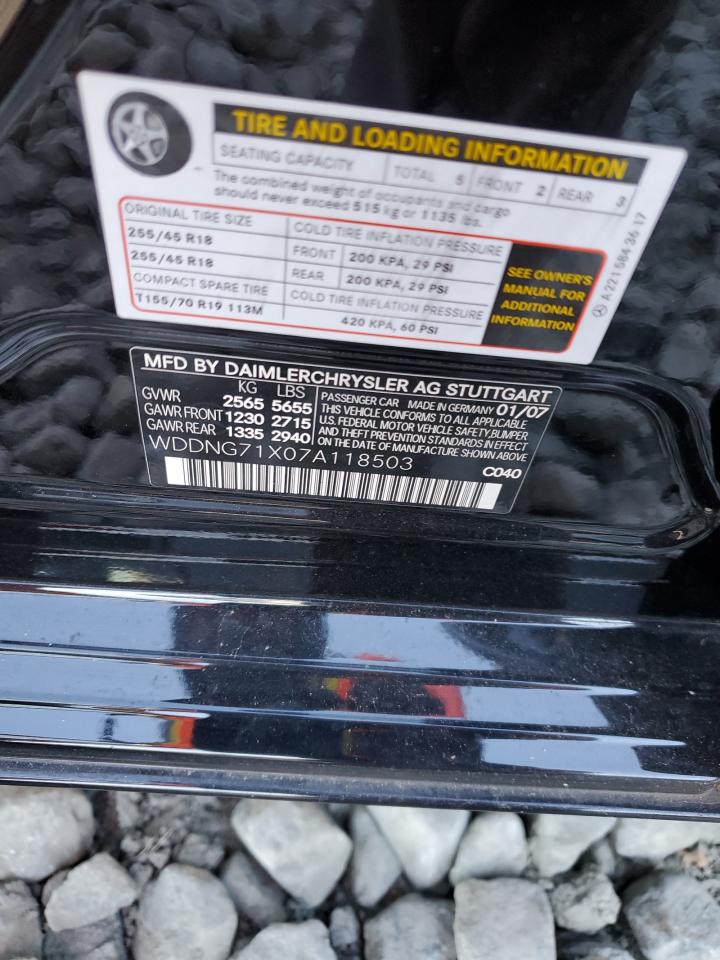 2007 Mercedes-Benz S 550 VIN: WDDNG71X07A118503 Lot: 91400885