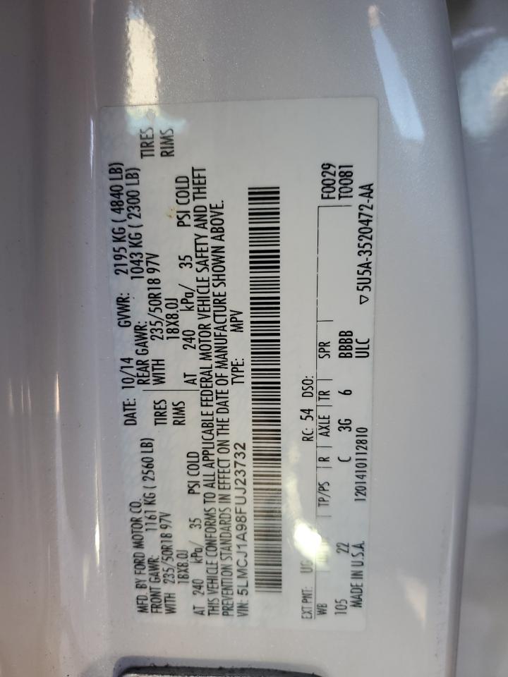 2015 Lincoln Mkc VIN: 5LMCJ1A98FUJ23732 Lot: 92592065