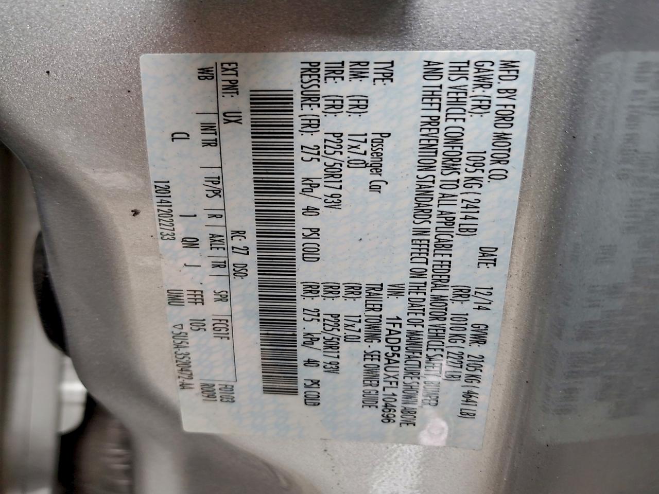 2015 Ford C-Max Se VIN: 1FADP5AUXFL104696 Lot: 94479735