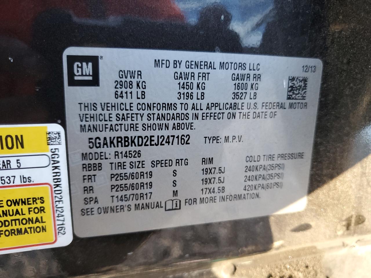 2014 Buick Enclave VIN: 5GAKRBKD2EJ247162 Lot: 91380155