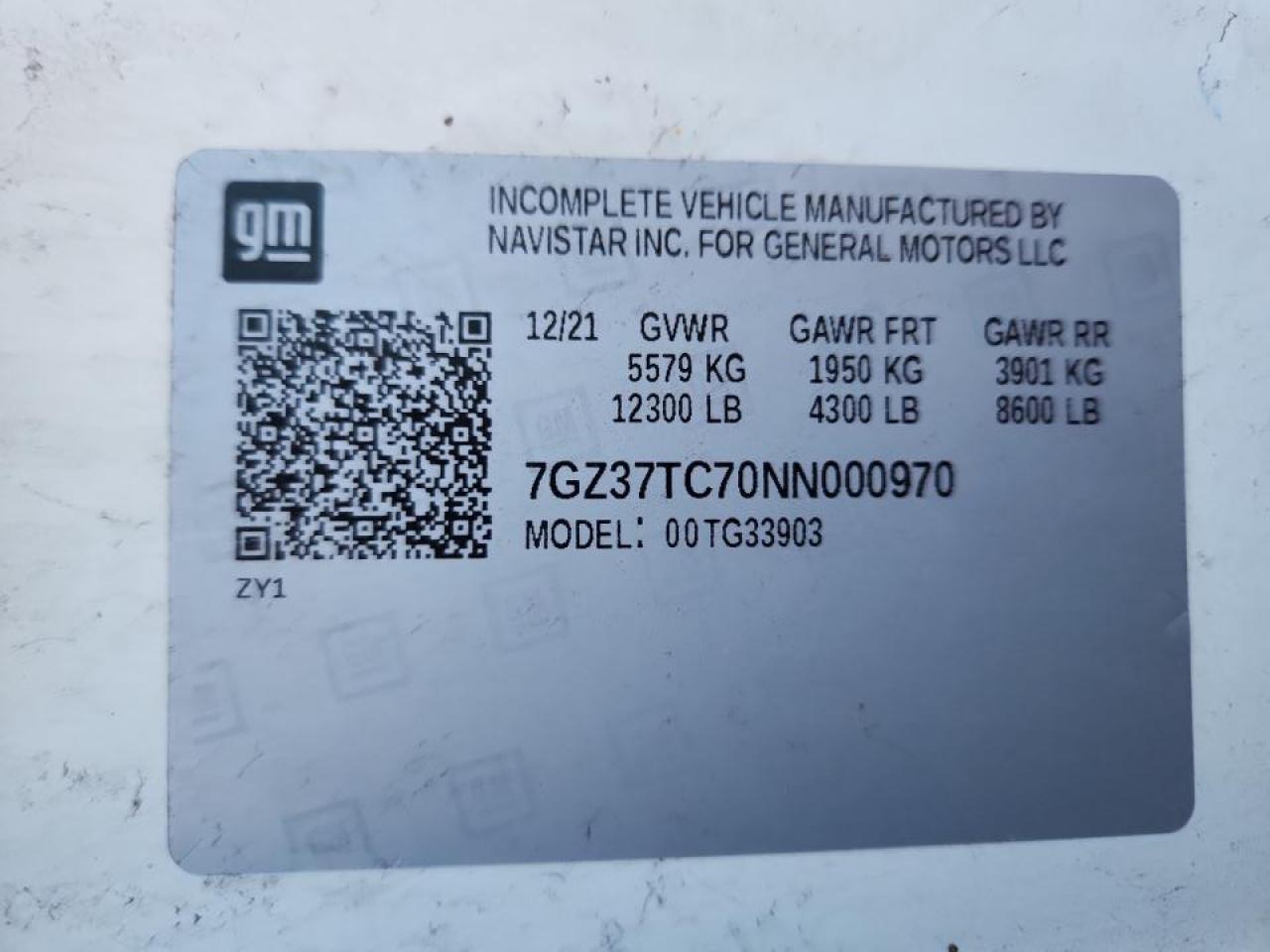 2022 GMC 3500 Savana VIN: 7GZ37TC70NN000970 Lot: 90900405