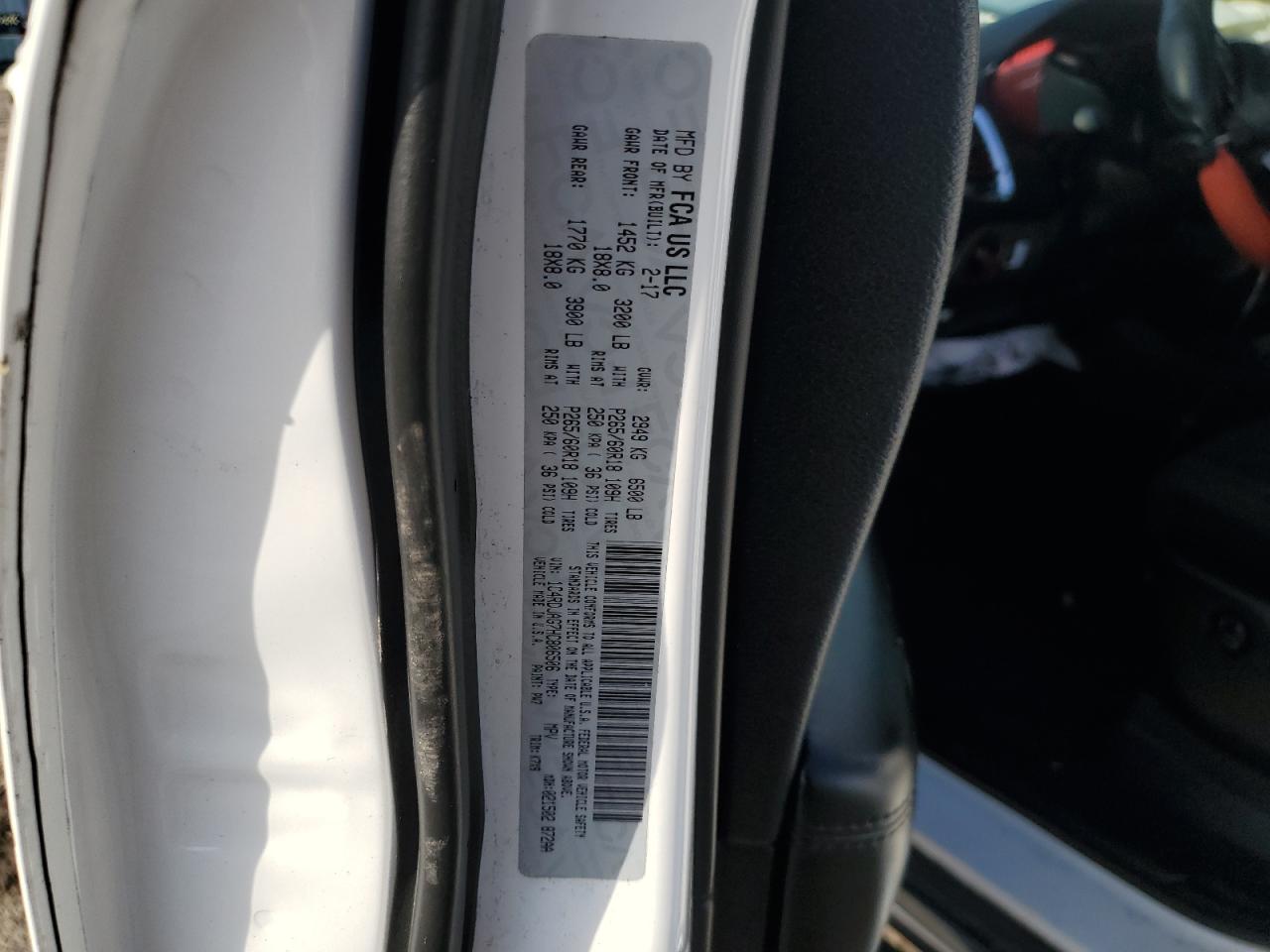 2017 Dodge Durango Sxt VIN: 1C4RDJAG7HC806506 Lot: 93134195