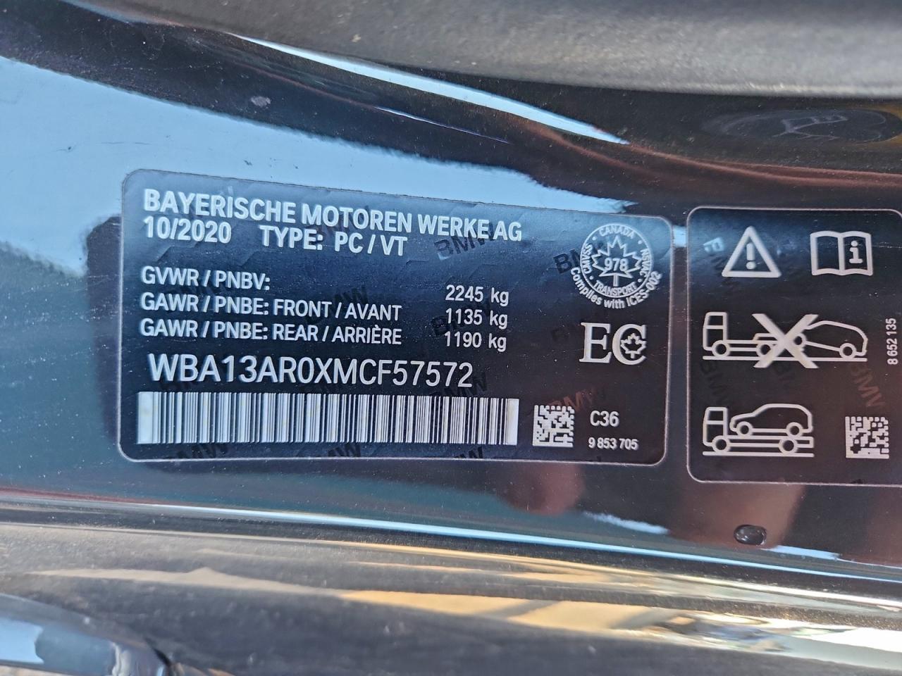 2021 BMW M440Xi VIN: WBA13AR0XMCF57572 Lot: 92458385