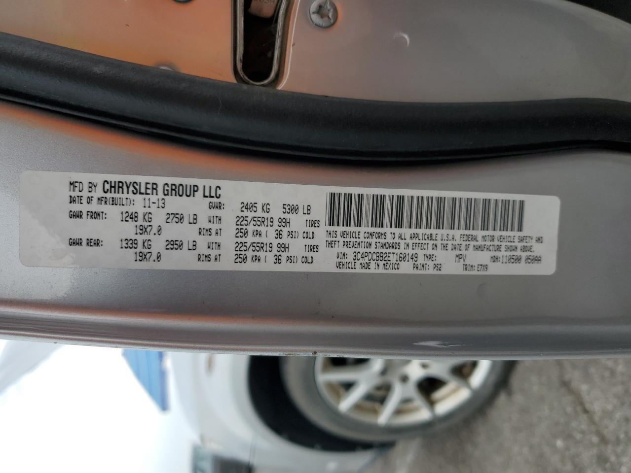 2014 Dodge Journey Sxt VIN: 3C4PDCBB2ET160149 Lot: 92659365