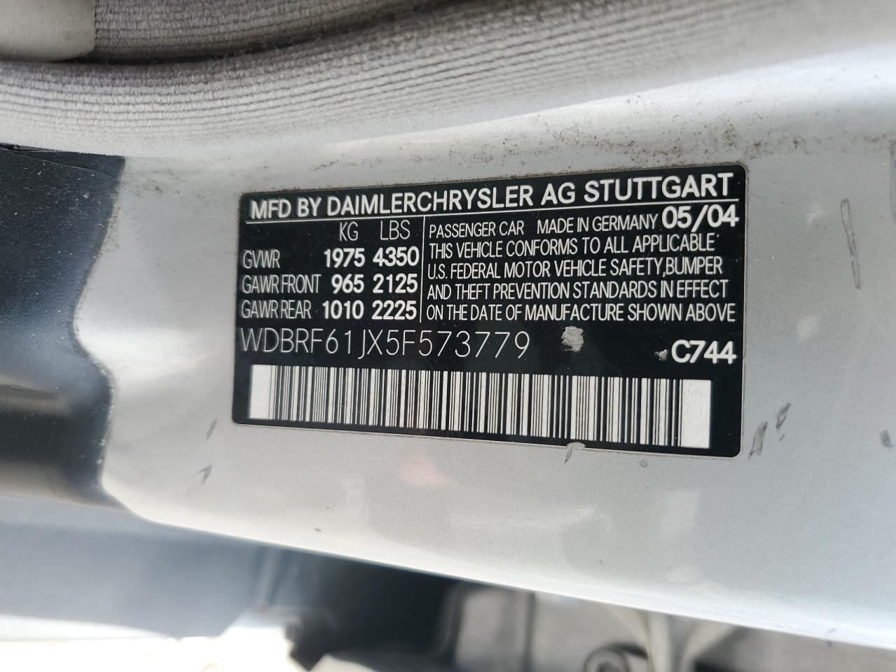 2005 Mercedes-Benz C 240 VIN: WDBRF61JX5F573779 Lot: 91140425