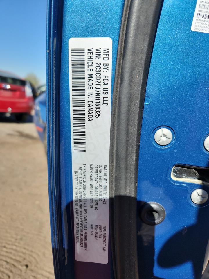 2022 Dodge Challenger R/T Scat Pack VIN: 2C3CDZFJ7NH160325 Lot: 92321095