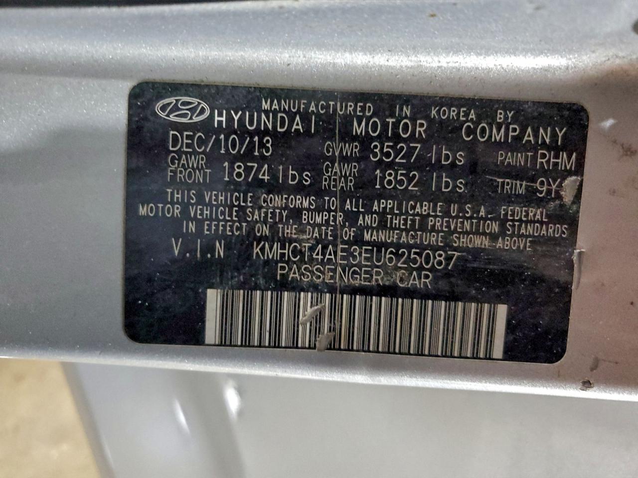 2014 Hyundai Accent Gls VIN: KMHCT4AE3EU625087 Lot: 94608735
