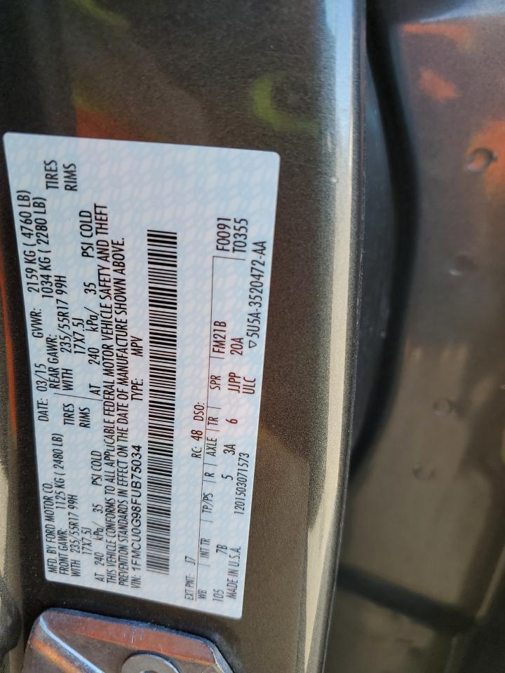 2015 Ford Escape Se VIN: 1FMCU0G98FUB75034 Lot: 92428955