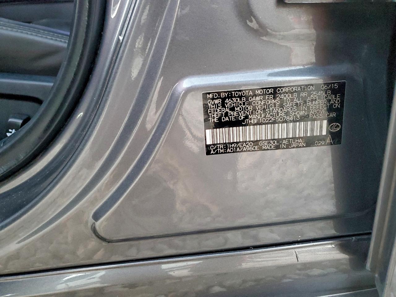 2015 Lexus Is 250 VIN: JTHBF1D22F5078413 Lot: 94510445