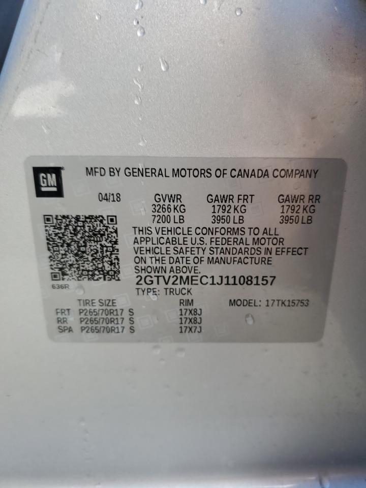2018 GMC Sierra K1500 Sle VIN: 2GTV2MEC1J1108157 Lot: 87058085