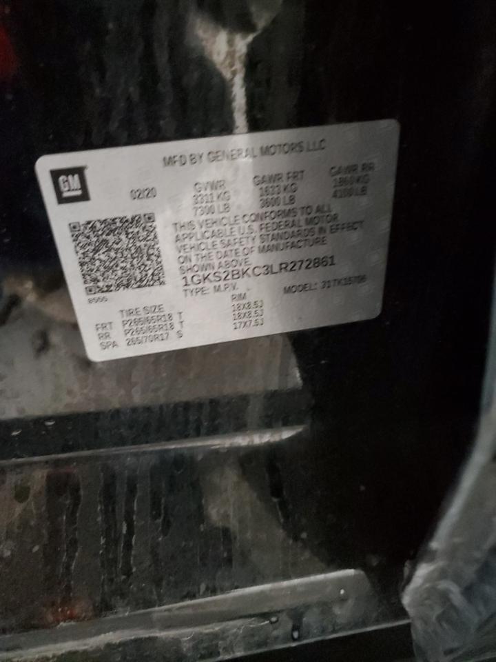 2020 GMC Yukon Slt VIN: 1GKS2BKC3LR272861 Lot: 93441075