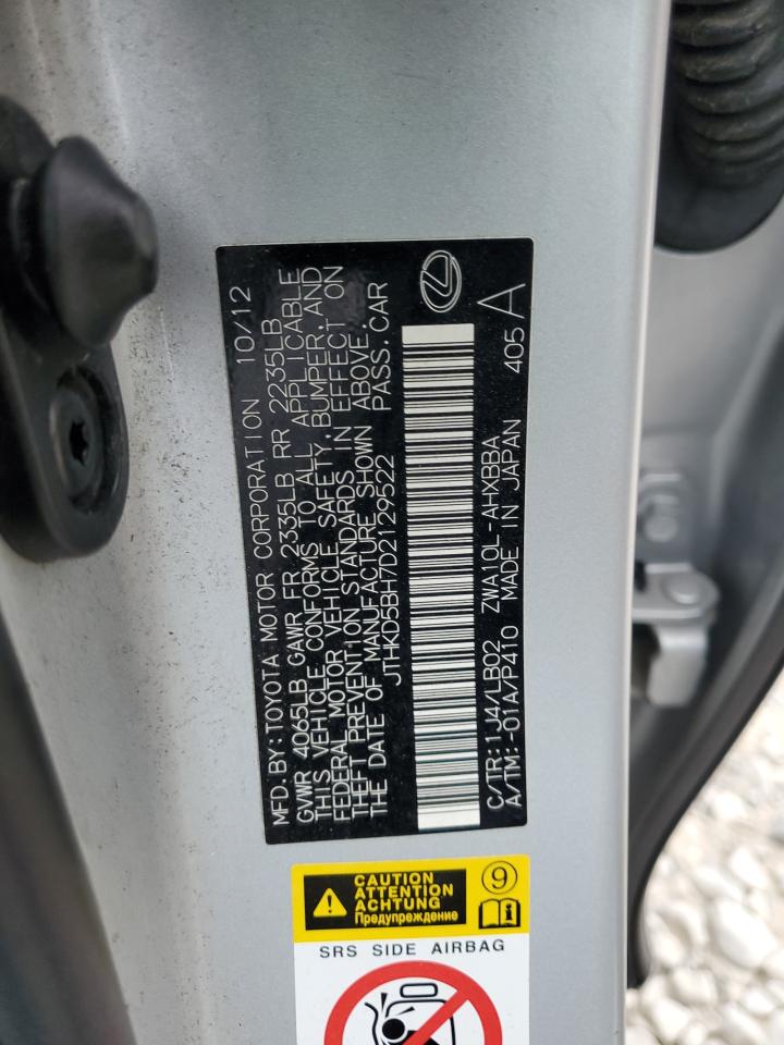 2013 Lexus Ct 200 VIN: JTHKD5BH7D2129522 Lot: 93306575