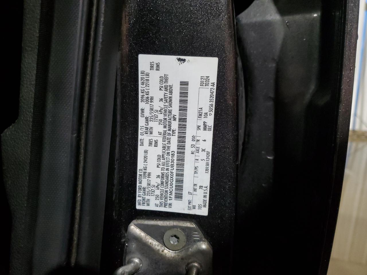 2015 Ford Escape Se VIN: 1FMCU0GX0FUB30183 Lot: 92417245