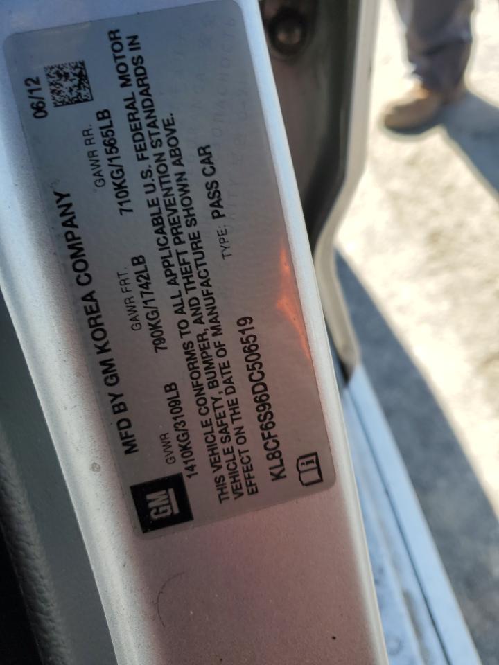 2013 Chevrolet Spark 2Lt VIN: KL8CF6S96DC506519 Lot: 91279555