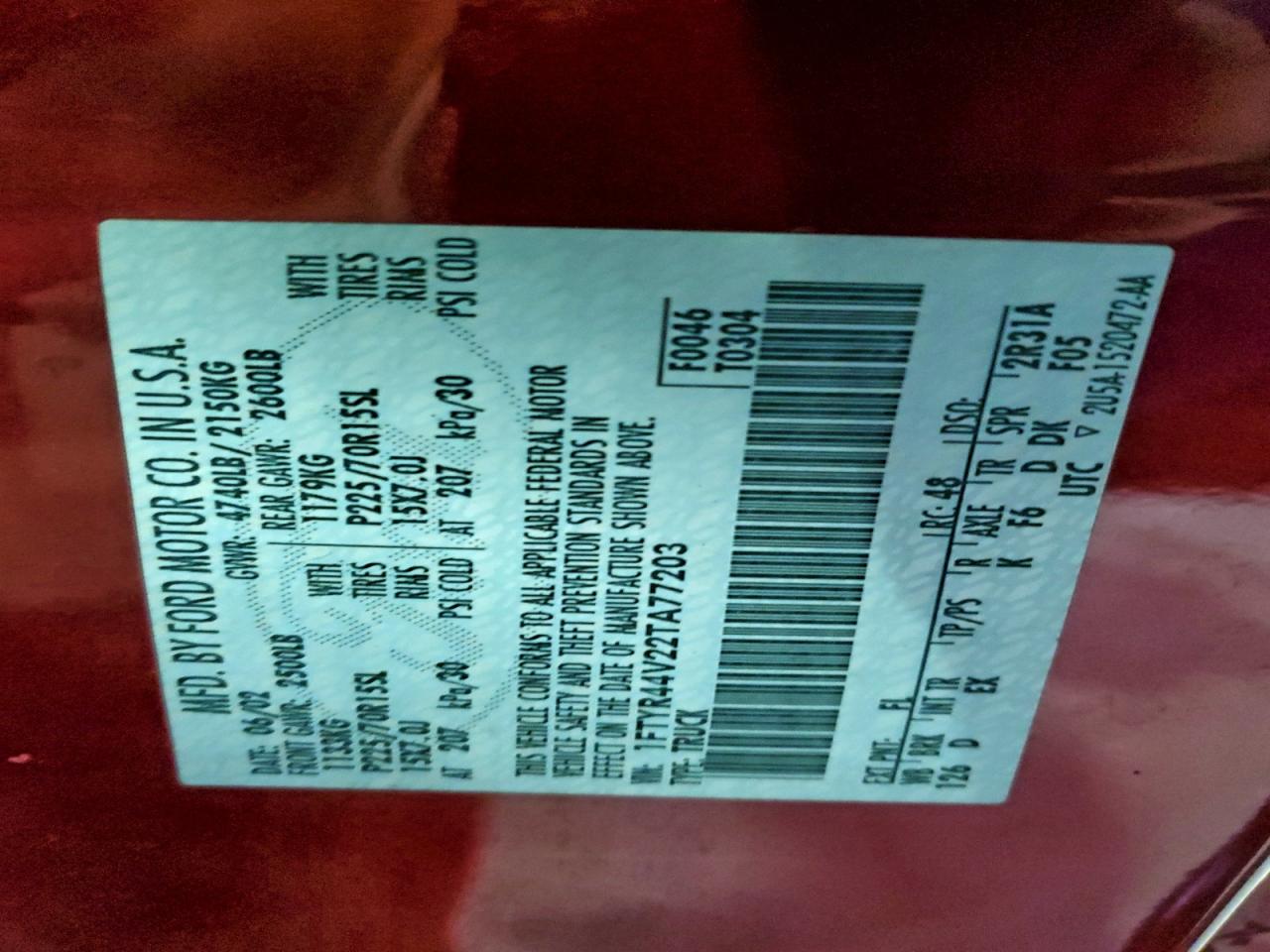 2002 Ford Ranger Super Cab VIN: 1FTYR44V22TA77203 Lot: 94338125