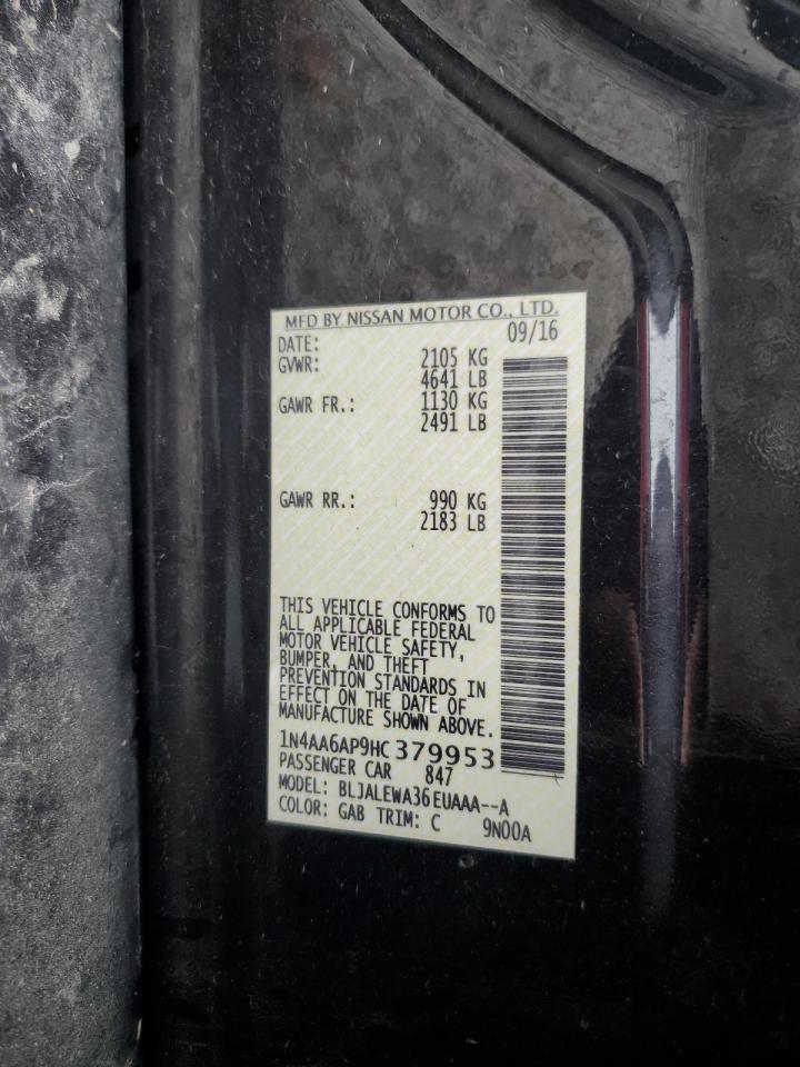 2017 Nissan Maxima 3.5S VIN: 1N4AA6AP9HC379953 Lot: 92902665