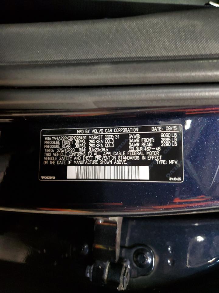 2016 Volvo Xc90 T6 VIN: YV4A22PK3G1028491 Lot: 92110685