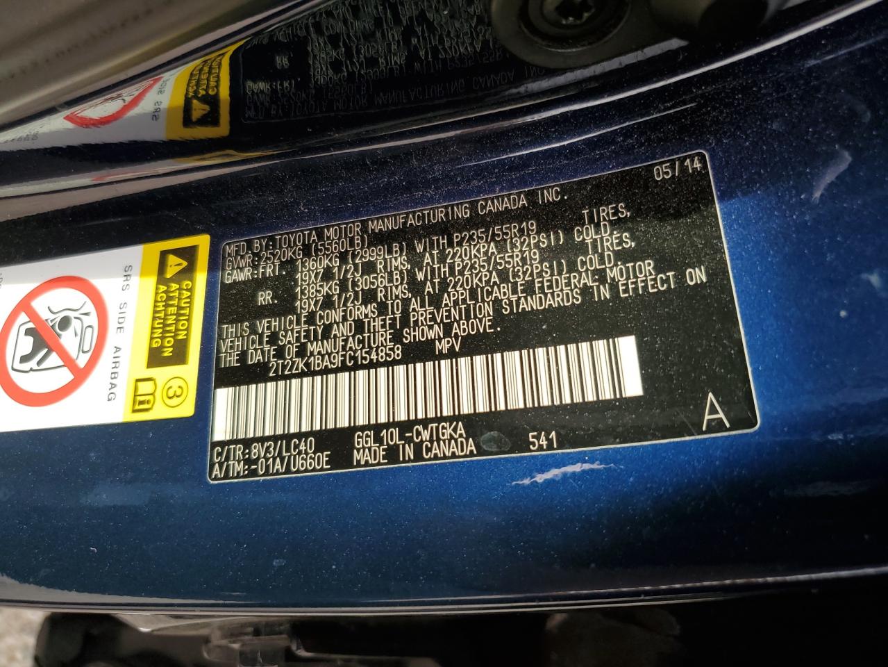 2015 Lexus Rx 350 VIN: 2T2ZK1BA9FC154858 Lot: 93609485