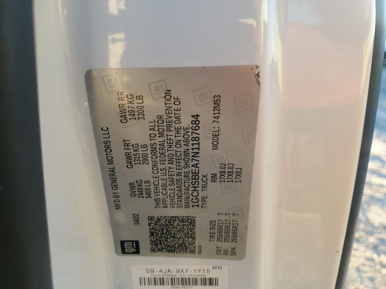 2022 Chevrolet Colorado VIN: 1GCHSBEA7N1187684 Lot: 90819715