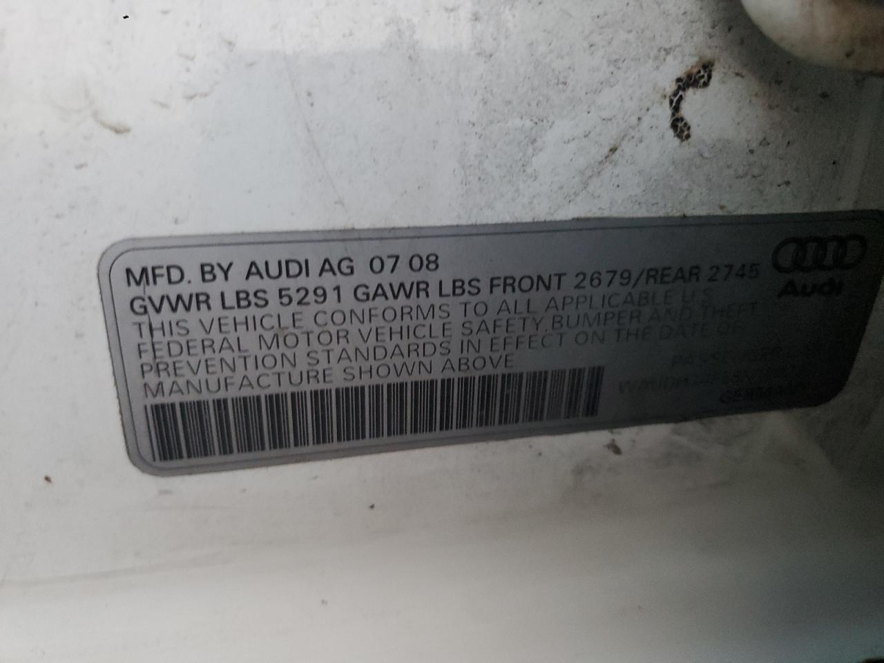 2008 Audi A6 3.2 Quattro VIN: WAUDH74F58N170237 Lot: 90572565