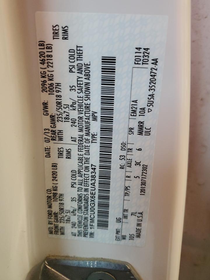 2014 Ford Escape Se VIN: 1FMCU0GX6EUA38347 Lot: 92207285