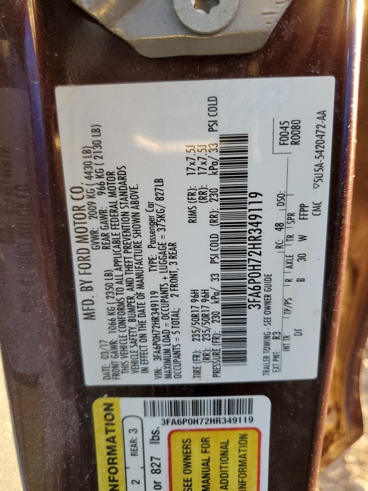 2017 Ford Fusion Se VIN: 3FA6P0H72HR349119 Lot: 91692945