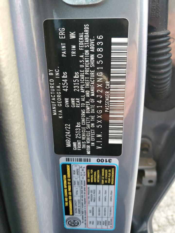 2022 Kia K5 Lxs VIN: 5XXG14J2XNG150836 Lot: 92754895