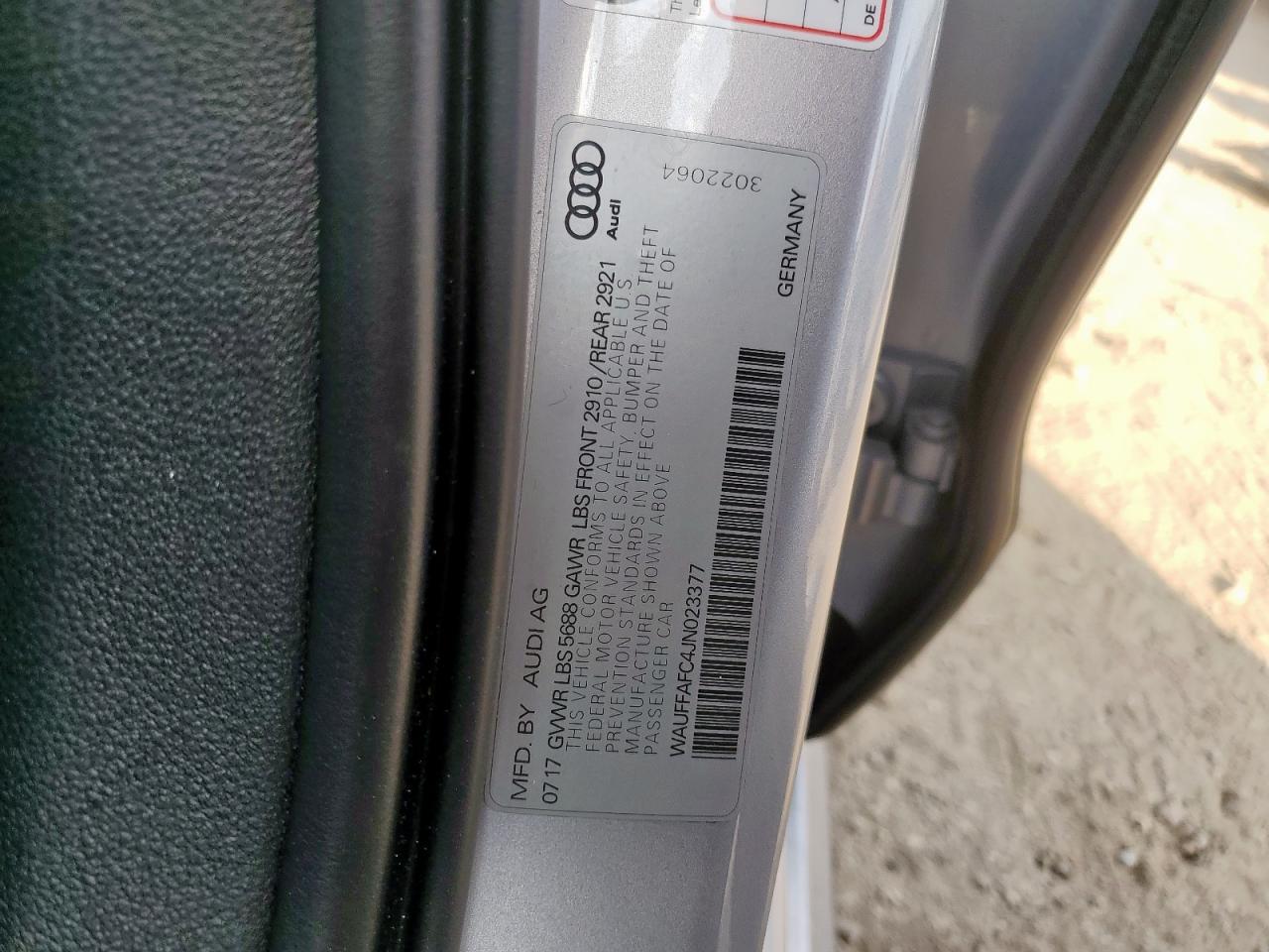 2018 Audi S6 Premium Plus VIN: WAUFFAFC4JN023377 Lot: 93122255