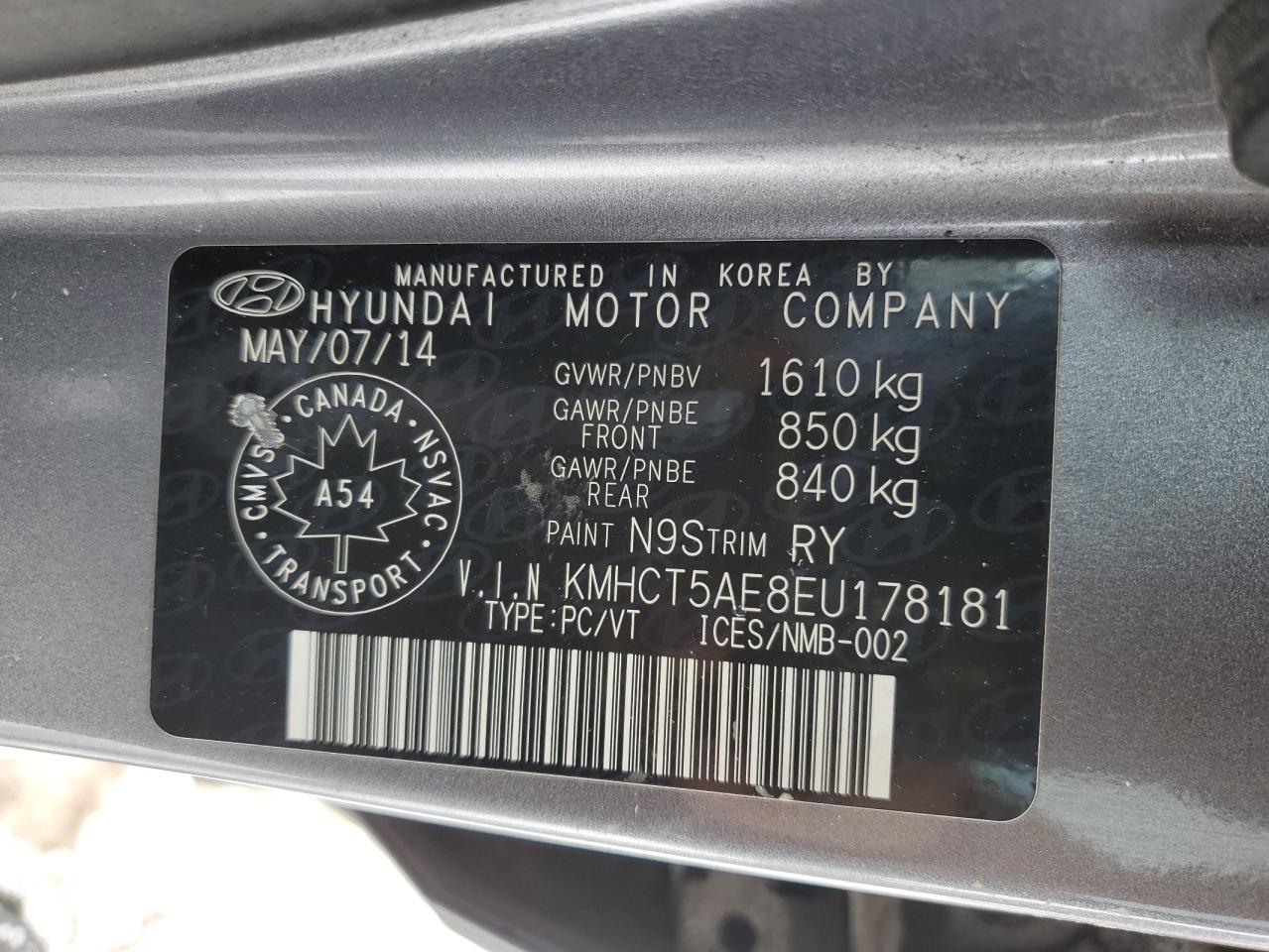 2014 Hyundai Accent Gls VIN: KMHCT5AE8EU178181 Lot: 92090285