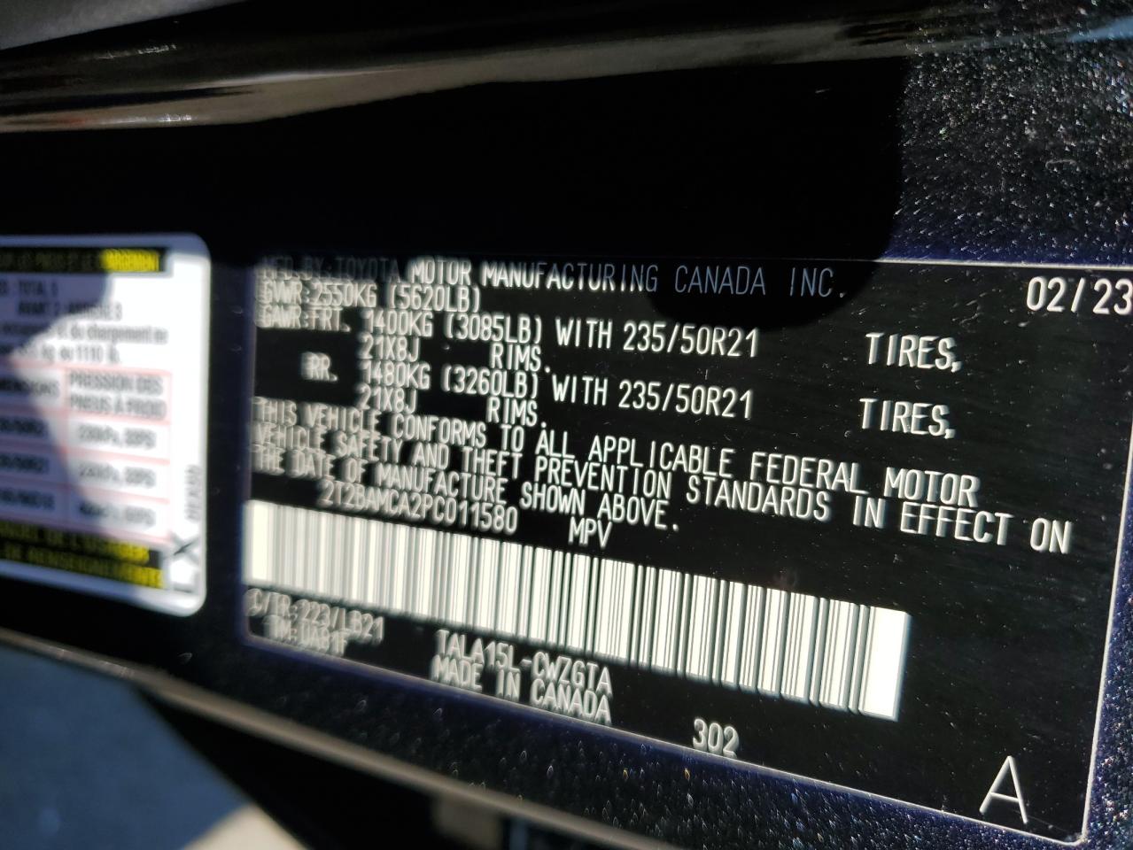 2023 Lexus Rx 350 Base VIN: 2T2BAMCA2PC011580 Lot: 91648795