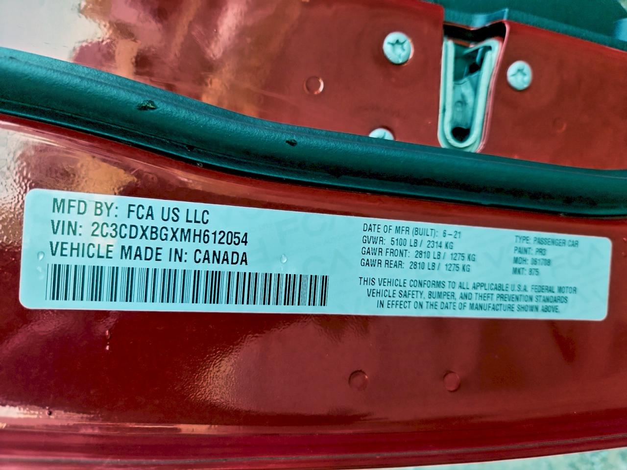 2021 Dodge Charger Sxt VIN: 2C3CDXBGXMH612054 Lot: 93908085