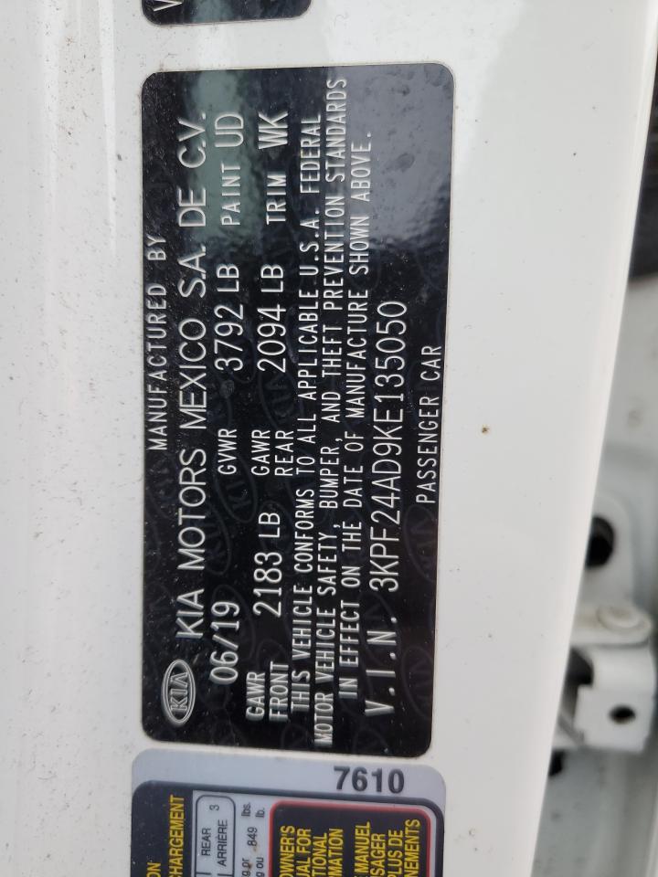 2019 Kia Forte Fe VIN: 3KPF24AD9KE135050 Lot: 92354895
