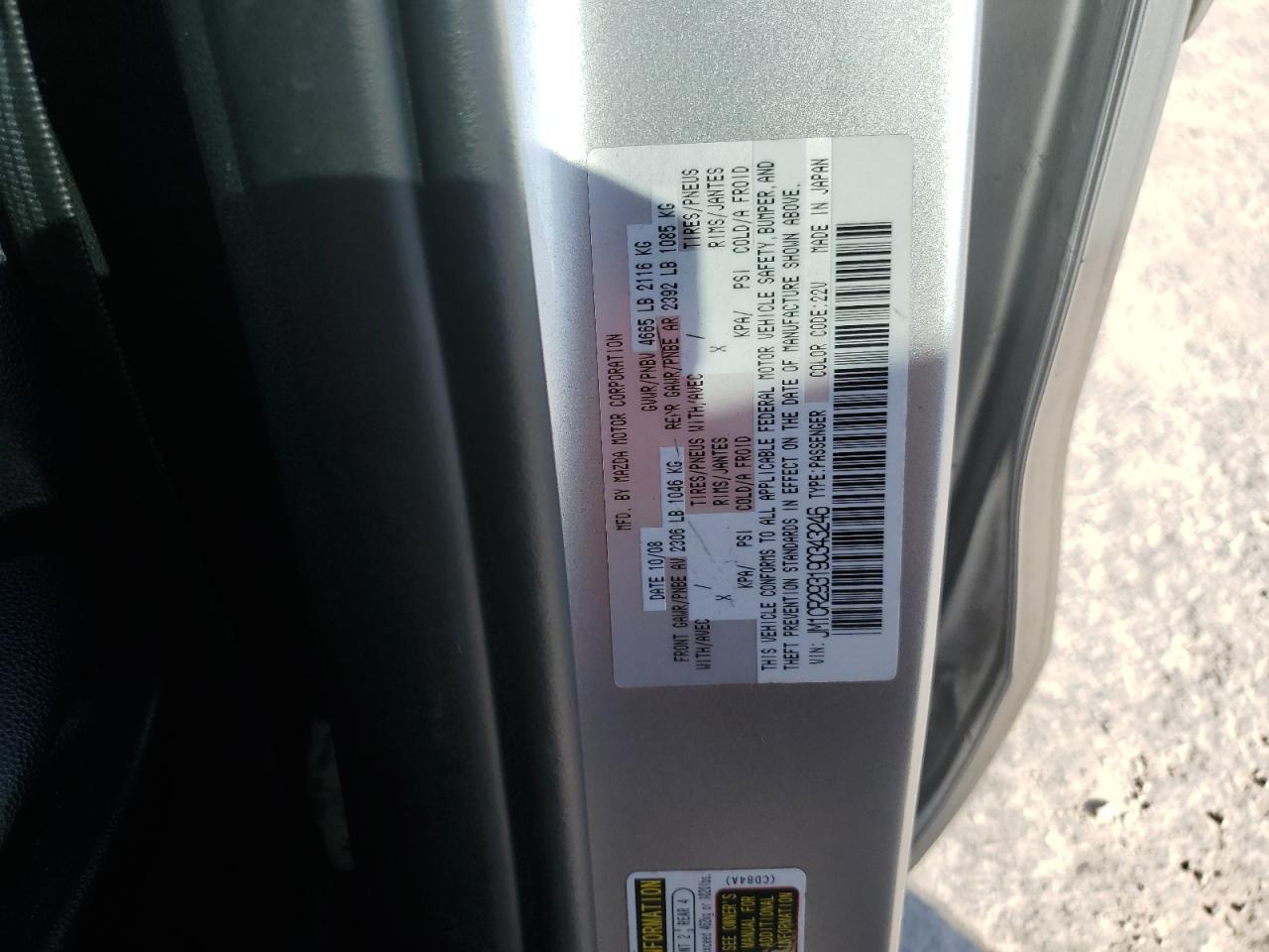 2009 Mazda 5 VIN: JM1CR293190343246 Lot: 91658225