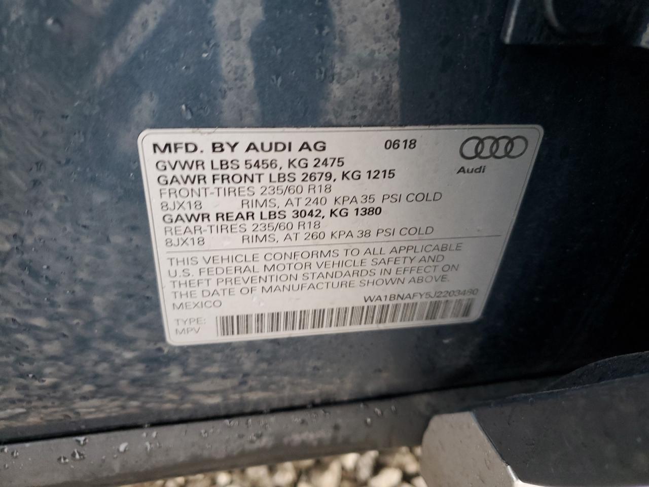 2018 Audi Q5 Premium Plus VIN: WA1BNAFY5J2203480 Lot: 93556415