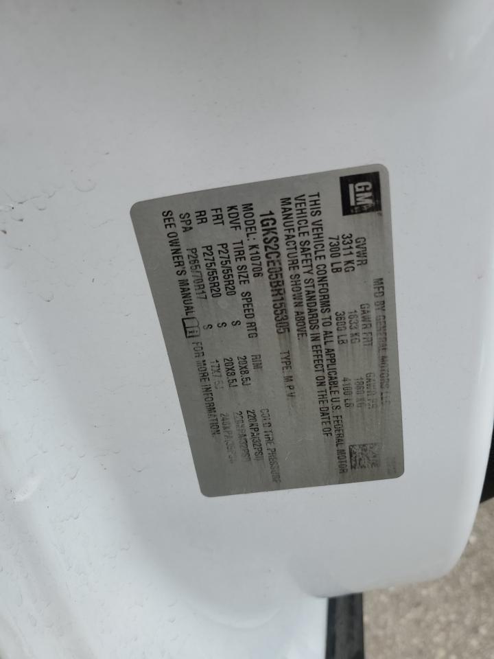 2011 GMC Yukon Slt VIN: 1GKS2CE05BR155305 Lot: 93031615