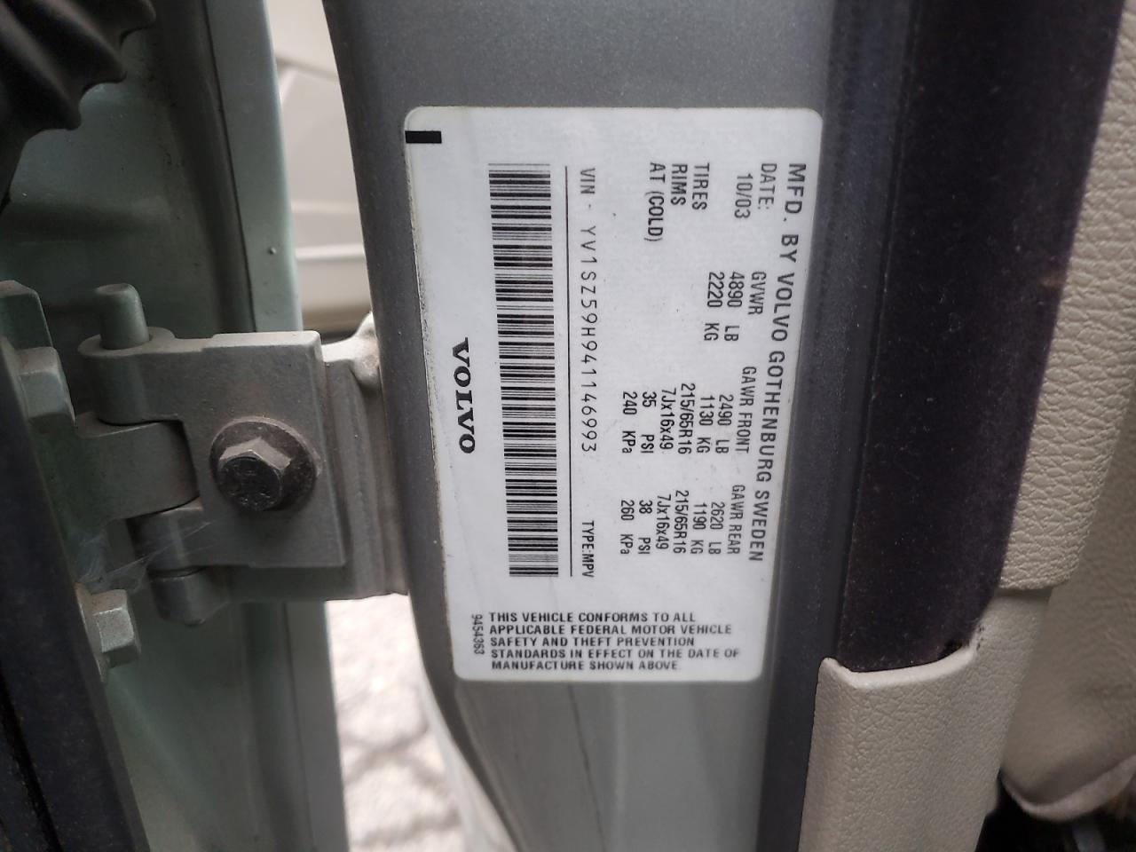 2004 Volvo Xc70 VIN: YV1SZ59H941146993 Lot: 91517355