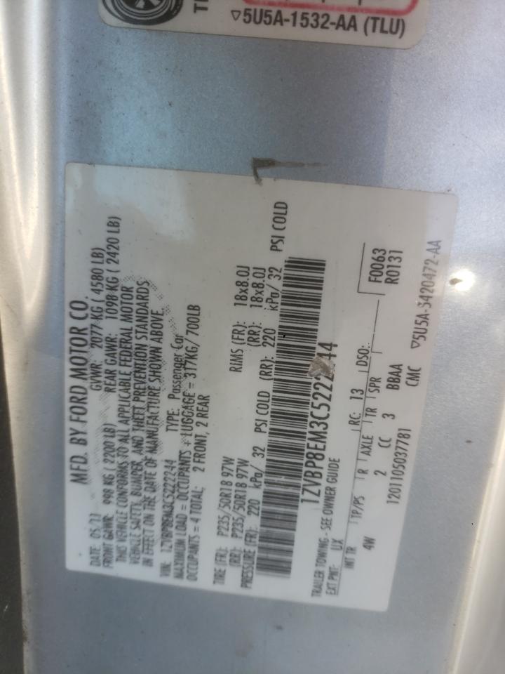 2012 Ford Mustang VIN: 1ZVBP8EM3C5222244 Lot: 81473895