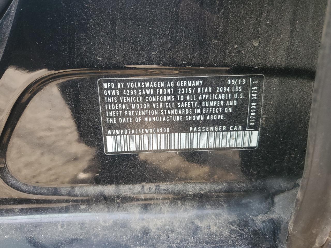 2014 Volkswagen Gti VIN: WVWHD7AJ4EW006900 Lot: 91829485