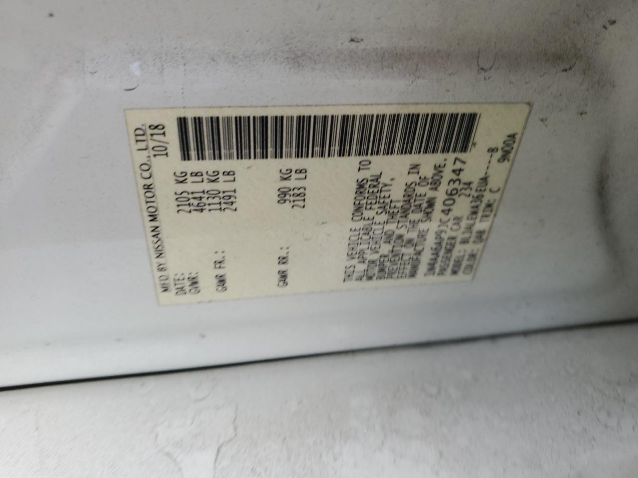 2018 Nissan Maxima 3.5S VIN: 1N4AA6AP9JC406347 Lot: 91375895