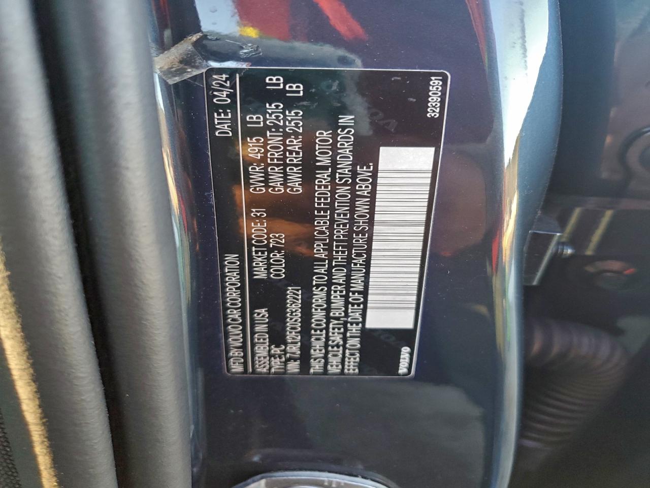 2025 Volvo S60 Plus VIN: 7JRL12FC0SG362221 Lot: 94558365