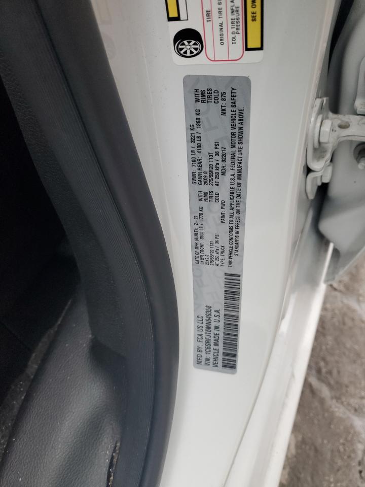 2021 Ram 1500 Laramie VIN: 1C6SRFJT6MN649358 Lot: 91791305