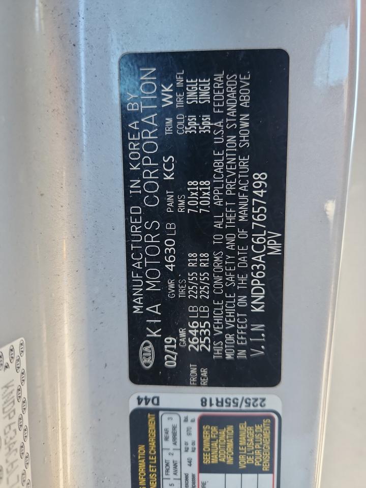 2020 Kia Sportage S VIN: KNDP63AC6L7657498 Lot: 92603565