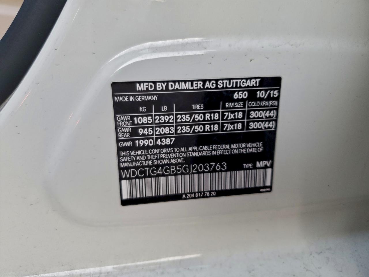 2016 Mercedes-Benz Gla 250 4Matic VIN: WDCTG4GB5GJ203763 Lot: 94345935