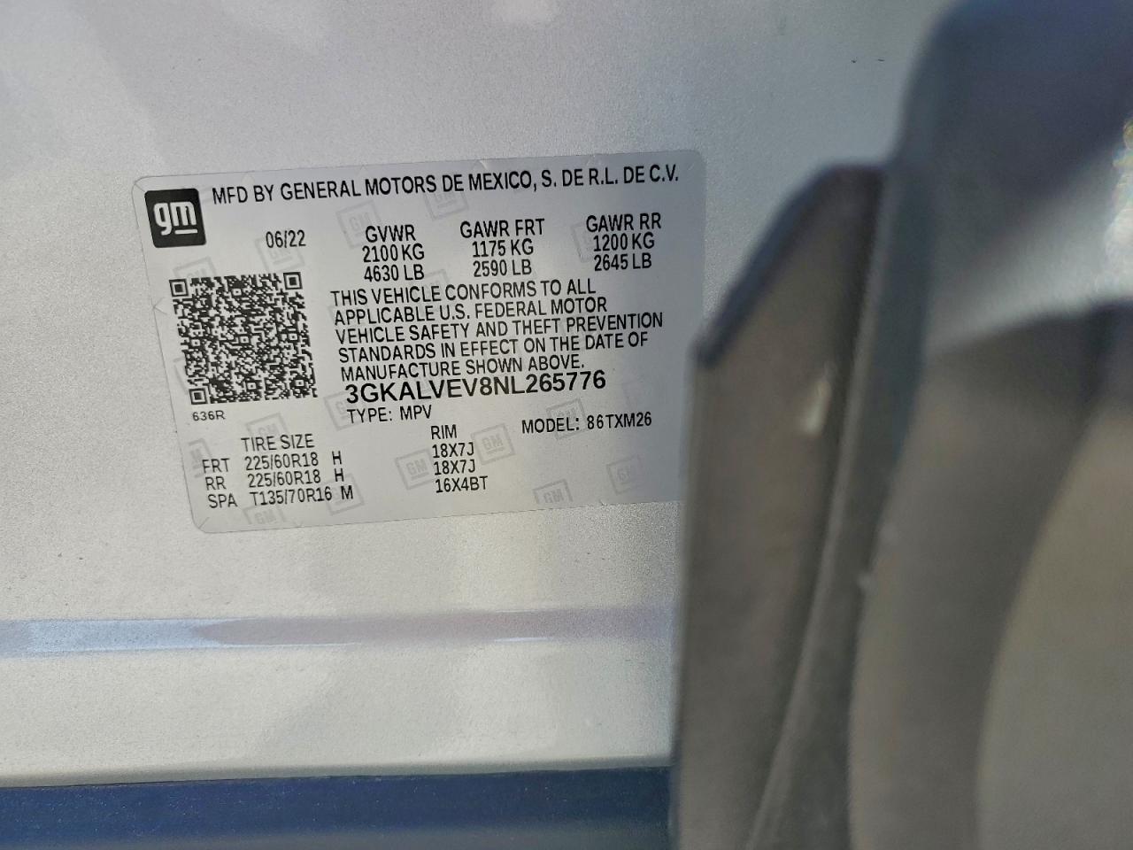 2022 GMC Terrain Slt VIN: 3GKALVEV8NL265776 Lot: 93625875