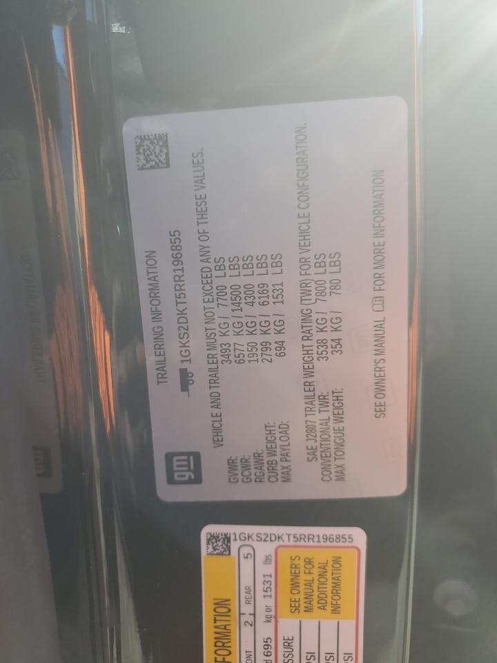 2024 GMC Yukon Denali VIN: 1GKS2DKT5RR196855 Lot: 91475085